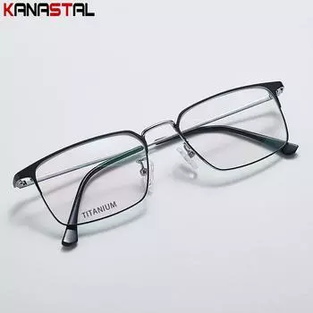 Очки для чтения из чистого титана, оправа для очков по рецепту для мужчин и женщин, блокирующие синий свет, мультифокальные очки для пресбиопии CN&+100 чёрный