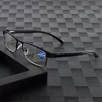Очки для чтения из нержавеющей стали, деловые очки для дальнозоркости, очки с защитой от синего света 1