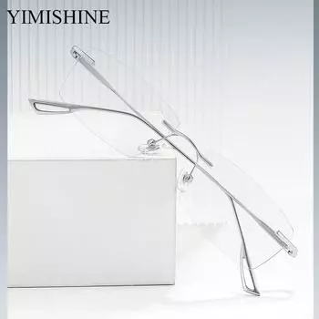 Очки для чтения из титана без оправы синего цвета для мужчин и женщин 0,00 +6,00 0.00