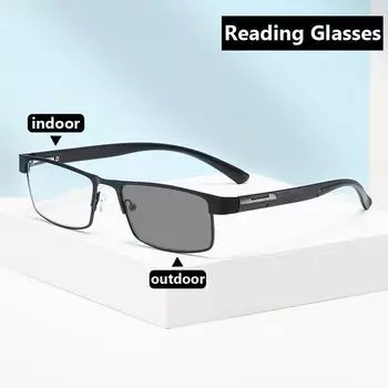 Очки для чтения из титанового сплава, мужские деловые фотохромные очки для дальнозоркости с диоптрией до +4,0, простые очки для пресбиопии 1.0