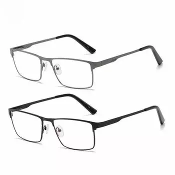 Очки для чтения Jiayi Metal Large Frame Square Spring Leg для пожилых людей +300 degrees чёрный