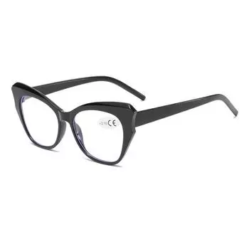 Очки для чтения «кошачий глаз» для женщин, модные, трендовые, рецептурные, с защитой от синего света, для коррекции дальнозоркости, +1+1.5+2 +1.0 чёрный