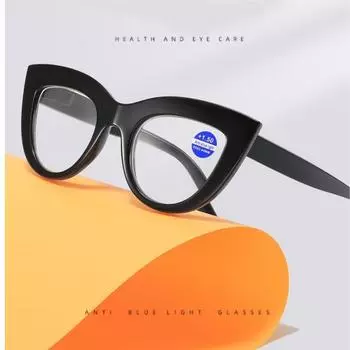 Очки для чтения «кошачий глаз» для женщин, розовые, анти-синий свет, очки для пресбиопии, очки для дальнозоркости, оптические линзы для чтения +1,0+1,5+2,0 +1.0 чёрный
