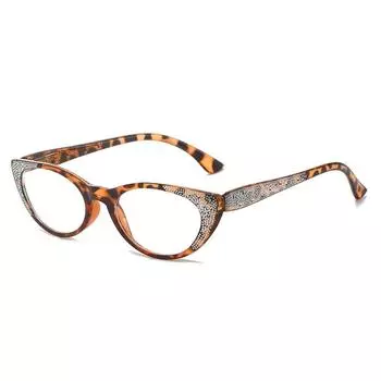 Очки для чтения «кошачий глаз» с защитой от синего света, Urltra-Light, защита глаз, блестящие стразы, женские элегантные удобные очки Strength 1