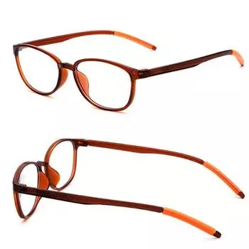 Очки для чтения, модные очки для дальнозоркости + 1,0 ~ + 4,0, гибкие мягкие складные очки, легкие антисиние очки без оправы, ручная работа +3.5 коричневый