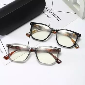 Очки для чтения Ретро мужские и женские одинаковые очки против синего цвета Можно оснастить близорукими плоскими очками Очки для чтения против синего цвета White film anti-blue light