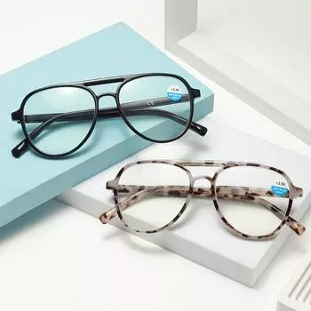 Очки для чтения с двойным лучом и защитой от синего света, мужские нишевые личные очки-пилоты с увеличительным стеклом, трендовые очки для чтения 100 красный