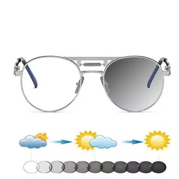 Очки для чтения с двойным мостиком в стиле ретро с металлическими пружинными ножками, округлые фотохромные, от +0,75 до +4 +0.75 коричневый