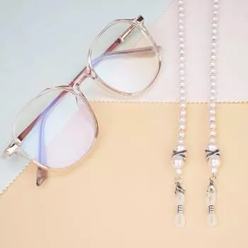 Очки для чтения с искусственным жемчугом, цепочка для очков, аксессуары, жемчужные очки, ремешки для женщин и мужчин белый