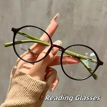 Очки для чтения с круглой оправой, блокирующие синий свет, антисиний, светло-зеленый, очки для пресбиопии, защитные очки для дальнозоркости 0 чёрный