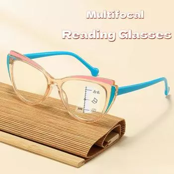 Очки для чтения с мультифокальным фокусом и защитой от синего света «кошачий глаз» Очки для чтения с высокой четкостью и защитой от ультрафиолета для пресбиопии, для ближнего и дальнего зрения 2.0