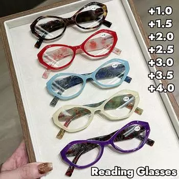 Очки для чтения с пятицветной печатью на пружинной ножке для пресбиопии, очки для чтения с оправой Alien Color, очки с высокой четкостью, защищающие от синего света 1.0 леопардовый