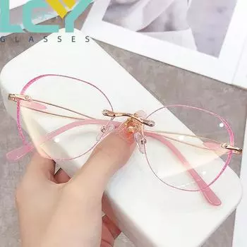 Очки для чтения с защитой от синего света и ромбовидными краями, женские очки для чтения, блестящие очки для чтения без оправы +100