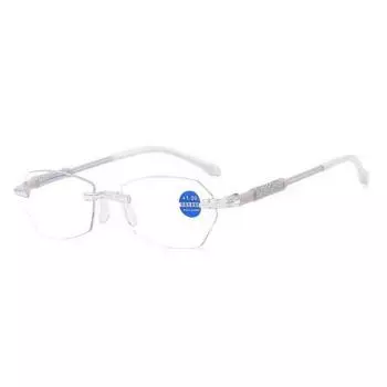 Очки для чтения с защитой от синего света для пресбиопии, сверхлегкие безрамочные женские очки с диоптриями от + 1,0 до + 4,0, очки для дальнозоркости 200