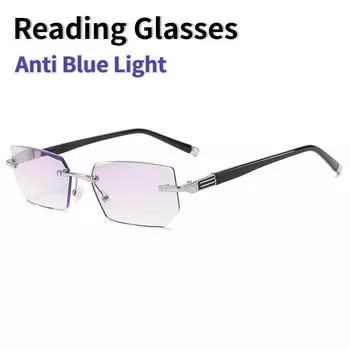 Очки для чтения с защитой от синего излучения, женские очки без оправы с алмазной огранкой, очки против усталости, гиперметропии, пресбиопии +1,5 1