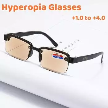 Очки для чтения с защитой от усталости и гиперметропии, без оправы, с кристаллами, высокой четкостью, квадратные, с защитой от синего света, пресбиопические очки 1