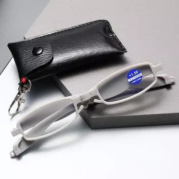 Очки для чтения, складные, вращающиеся на 360 градусов, с анти-синим светом для мужчин и женщин, удобные очки по рецепту с сумкой для очков Strength 1