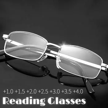 Очки для чтения, сверхлегкие очки с прозрачным зрением, лупа, портативный подарок для родителей, увеличение при дальнозоркости +400 золотой
