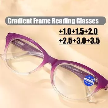 Очки для чтения унисекс с градиентом «кошачий глаз», модные винтажные очки для дальнозоркости, блокирующие синий свет, диоптрии +1,0+1,5+3,5 +1.0 белый
