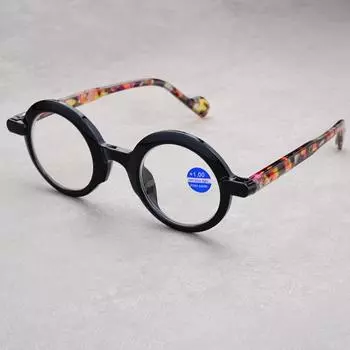 Очки для чтения унисекс в ретро-круглой оправе для мужчин и женщин, модные очки для дальнего зрения с линзами HD, блокирующие синий свет при пресбиопии +1.0 оранжевый