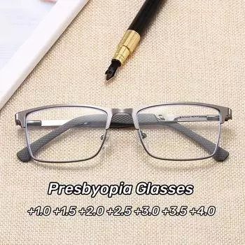 Очки для чтения в квадратной металлической оправе с обрезанными краями и полуоправой, очки для пресбиопии, блокирующие синий свет, защитные очки для глаз 1
