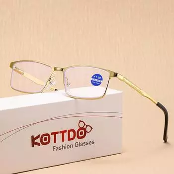 Очки для чтения в металлической оправе для мужчин, компьютерные очки для пресбиопии, анти-синий свет, женские очки для гиперметропии +1,0+1,5+2,0+2,5+3,0 +1.0 золотой