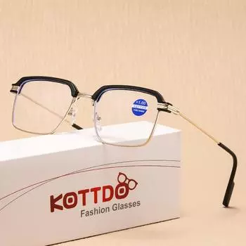 Очки для чтения в половинной оправе для мужчин, ультралегкие очки для женщин с гиперметропией, компьютерные очки с защитой от синего света и пресбиопией, очки для линз +2,5 +4.0 серебряный