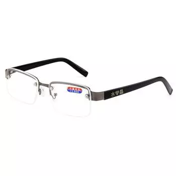 Очки для чтения в полуоправе, очки для чтения в металлической оправе с хрустальными линзами, безрамочные перфорированные и утолщенные очковые линзы +100