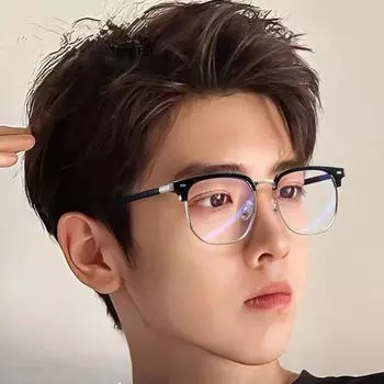 Очки для чтения в полурамке с прозрачными линзами, анти-синий свет, элегантные очки для чтения серебряный/чёрный