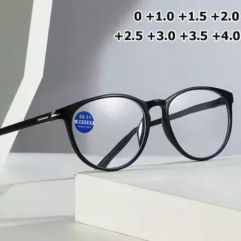 Очки для чтения в стиле ретро, женские очки в эллиптической оправе, мужские очки, блокирующие синий свет, очки HD, очки для пресбиопии, диоптрии от 0 до +4,0 0