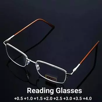 Очки для чтения высокой четкости с защитой от синего света, модные металлические оправы, очки для дальнозоркости, готовые очки для дальнозоркости по рецепту +0.5