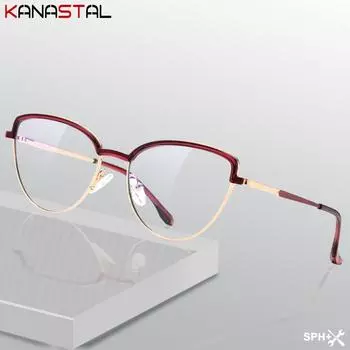 Очки для чтения женские с диоптриями CR39 линзы очки для близорукости блокирующие синий свет компьютерные очки TR90 металл кошачий глаз оправа Anti blue 0