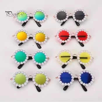 Очки для домашних животных, искусственный жемчуг, солнцезащитные очки для домашних животных, украшение для косплея, аксессуары для костюмов для кошек/собак, реквизит для вечеринок дубильная кора