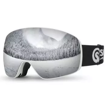 Очки для катания на лыжах, снег, магнитные, УФ-совместимые с книгой на японском языке, серебристые [SAVIOR HEAT], очки, двухслойные линзы с широким обзором 180°, антизапотевающие, 99%