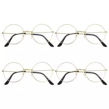 Очки для костюма старика, очки Санты, золотые круглые очки, прозрачные линзы, очки для