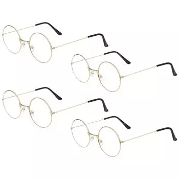 Очки для костюма старика, очки Санты, золотые круглые очки, прозрачные линзы, очки для золотой