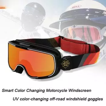 Очки для мотокросса с ремешком от УФ-излучения, очки для гоночного шлема в стиле ретро, очки для езды по бездорожью, меняющие цвет, очки для катания на лыжах UV400, унисекс One Size синий