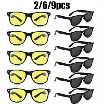 Очки для ночного вождения Солнцезащитные очки для автомобиля Очки для водителя Солнцезащитные очки Очки для очков Солнцезащитные очки неполяризованные очки 2pcs чёрный