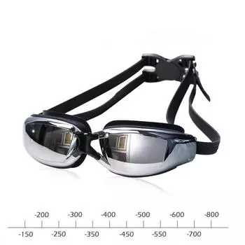 Очки для плавания черного цвета с гальваническим покрытием для взрослых от -1,5 до -8,0 близорукости, водонепроницаемые, противотуманные очки для плавания