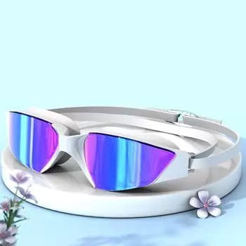 Очки для плавания для взрослых - 3D силиконовое кольцевое уплотнение, хорошая герметичность, широкоугольная линза, широкий обзор, защита от ультрафиолета белый