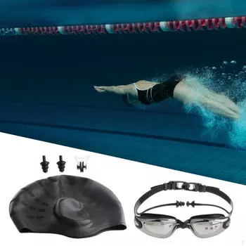 Очки для плавания, очки с берушами, зажимы для носа, очки для плавания синий