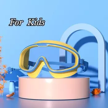 Очки для плавания с большой оправой, беруши, водонепроницаемые, противотуманные, HD, прозрачные, детские очки, защита от ультрафиолета, безопасные очки для плавания