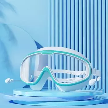 Очки для плавания с большой оправой, очки для плавания для близорукости, водонепроницаемые, антизапотевающие, HD, прозрачные, цельные беруши