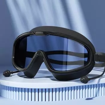 Очки для плавания с большой оправой HD-линзой и противотуманными водонепроницаемыми очками для плавания для взрослых, душа, бассейна, для мужчин и женщин