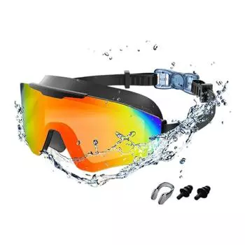 Очки для плавания с широким полем зрения, высокой четкости, с защитой от запотевания и водонепроницаемые, взрослые очки для плавания с большой оправой One Size