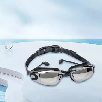 Очки для плавания с защитой от запотевания, без утечек, профессиональные, с прозрачным обзором, с берушами чёрный