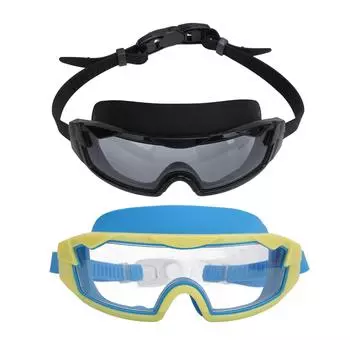 Очки для плавания с затычками для ушей ПК Силиконовые прозрачные линзы с широким обзором Противотуманные очки для плавания для взрослых мужчин Black