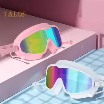 Очки для плавания унисекс Clear Vision, герметичные, противотуманные, с большой оправой, эластичный ремешок, противоскользящий цельный, с меньшим сжатием, с берушами чёрный