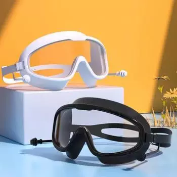 Очки для плавания унисекс Clear Vision, герметичные, противотуманные, с большой оправой, эластичный ремешок, противоскользящий цельный, с меньшим сжатием, с берушами