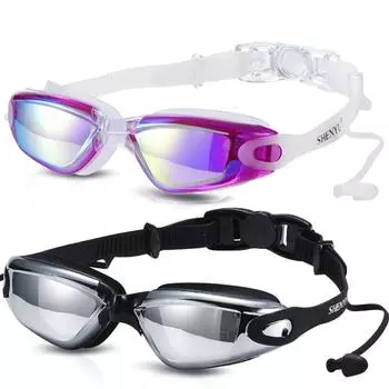 Очки для плавания, затычки для ушей, профессиональные силиконовые шапочки для плавания для взрослых, очки для бассейна, противотуманные очки для мужчин и женщин, оптические водонепроницаемые очки, новые
